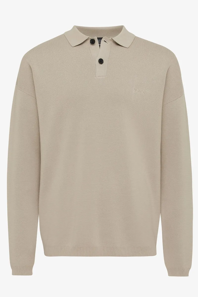Relaxed polo LS beige