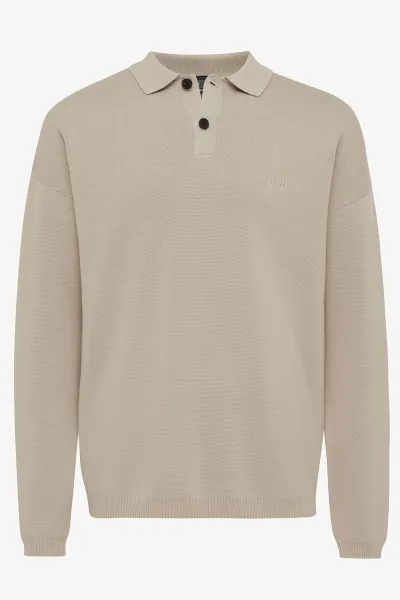Relaxed polo LS beige