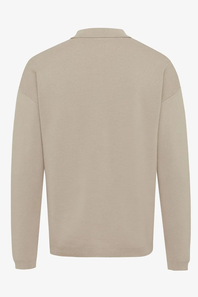 Relaxed polo LS beige