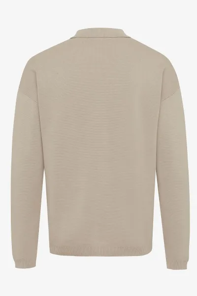 Relaxed polo LS beige