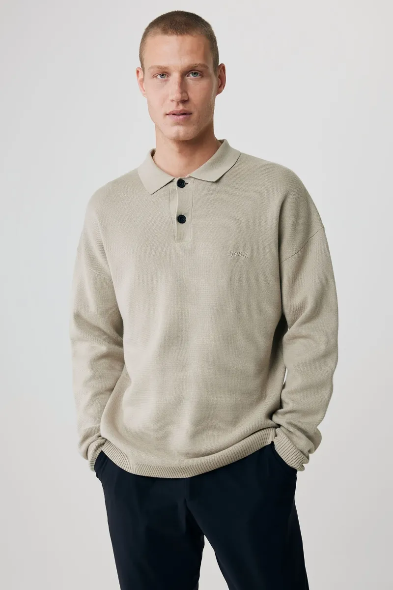 Relaxed polo LS beige