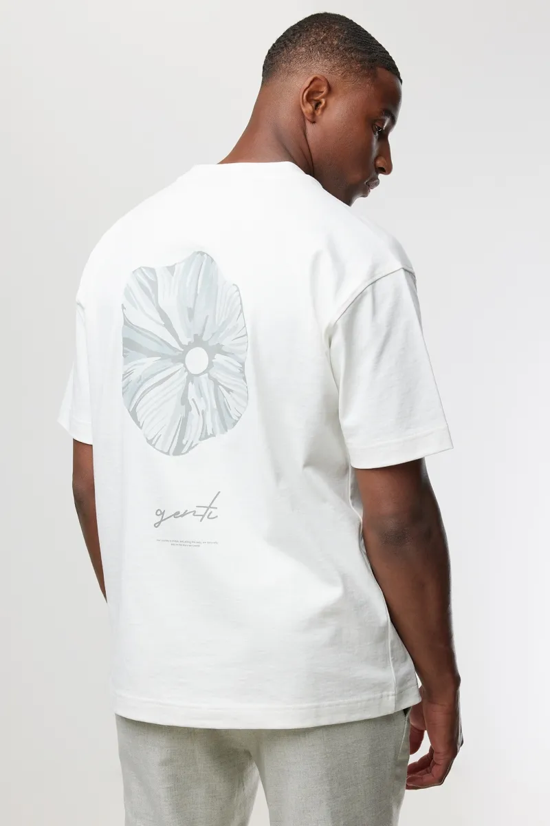 T-shirt flowerprint | Wit