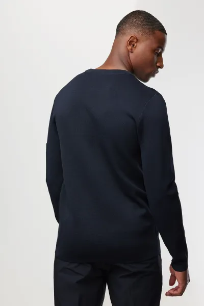 Round Neck Longsleeve | Donkerblauw