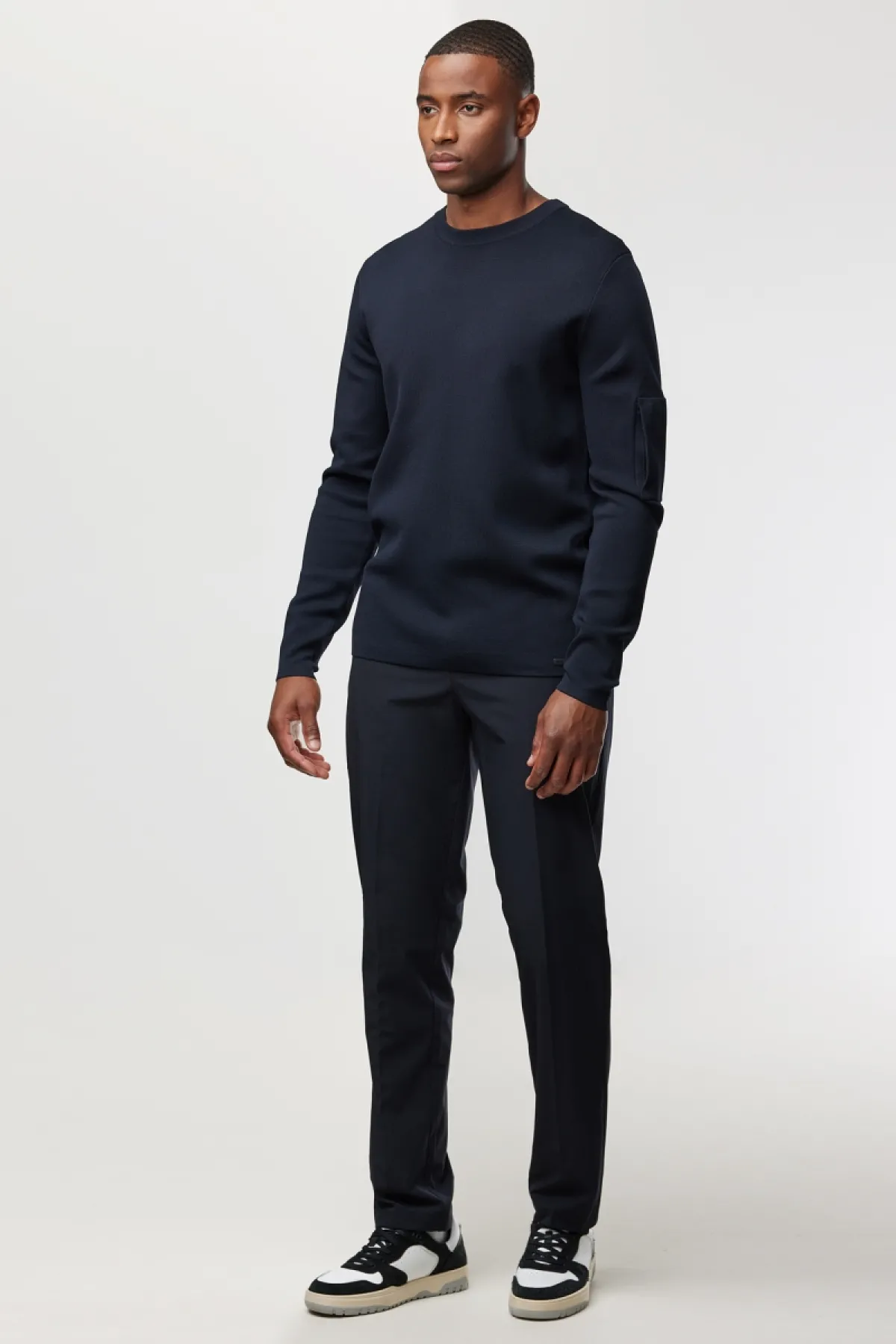 Round Neck Longsleeve | Donkerblauw