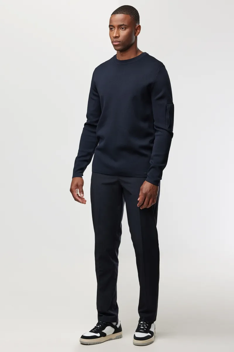 Round Neck Longsleeve | Donkerblauw