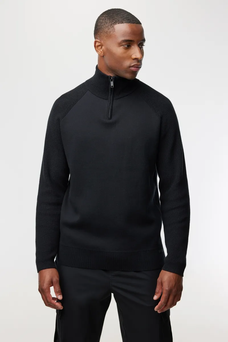 Zip Turtle Neck | Zwart