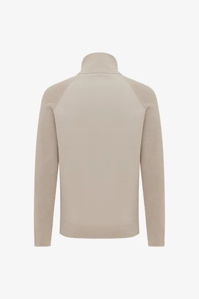 Zip Turtle Neck | Beige