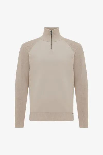 Zip Turtle Neck | Beige