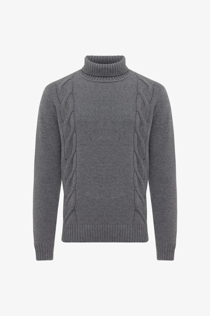 Cable Knit Roll Neck | Grijs