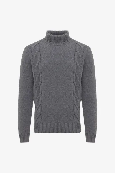 Cable Knit Roll Neck | Grijs