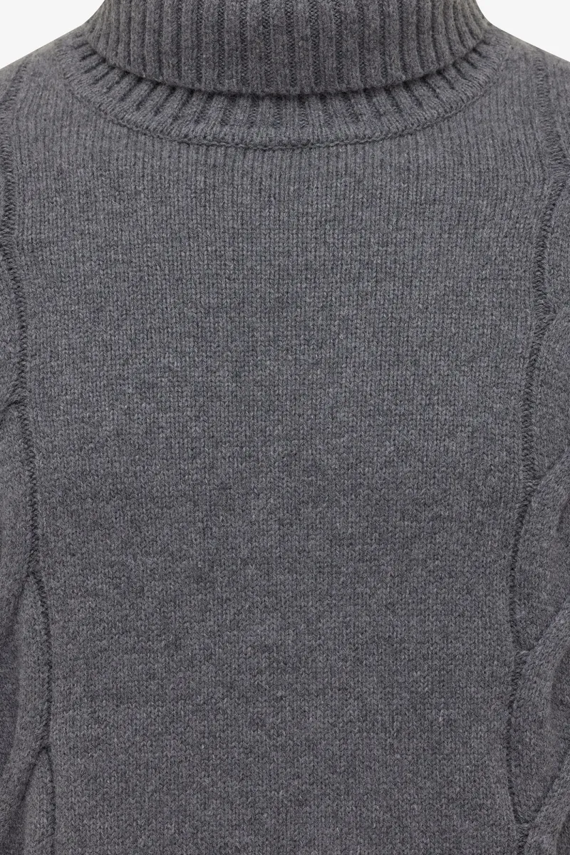 Cable Knit Roll Neck | Grijs