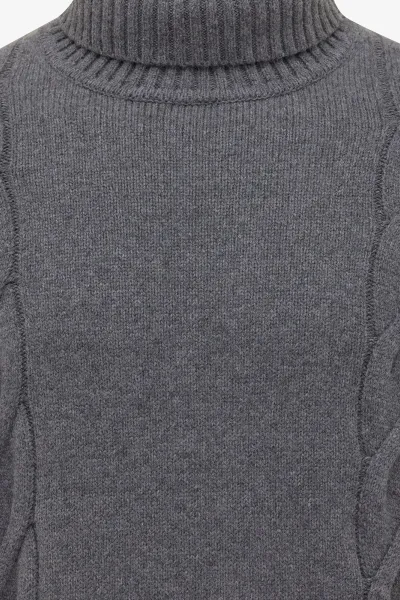 Cable Knit Roll Neck | Grijs