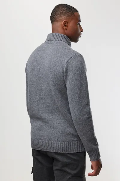 Cable Knit Roll Neck | Grijs