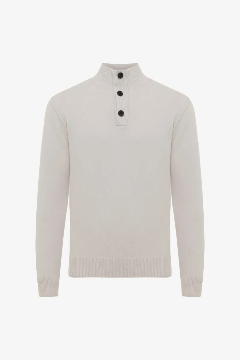 Turtleneck 3 buttons | Gebroken wit