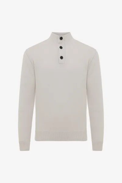 Turtleneck 3 buttons | Gebroken wit