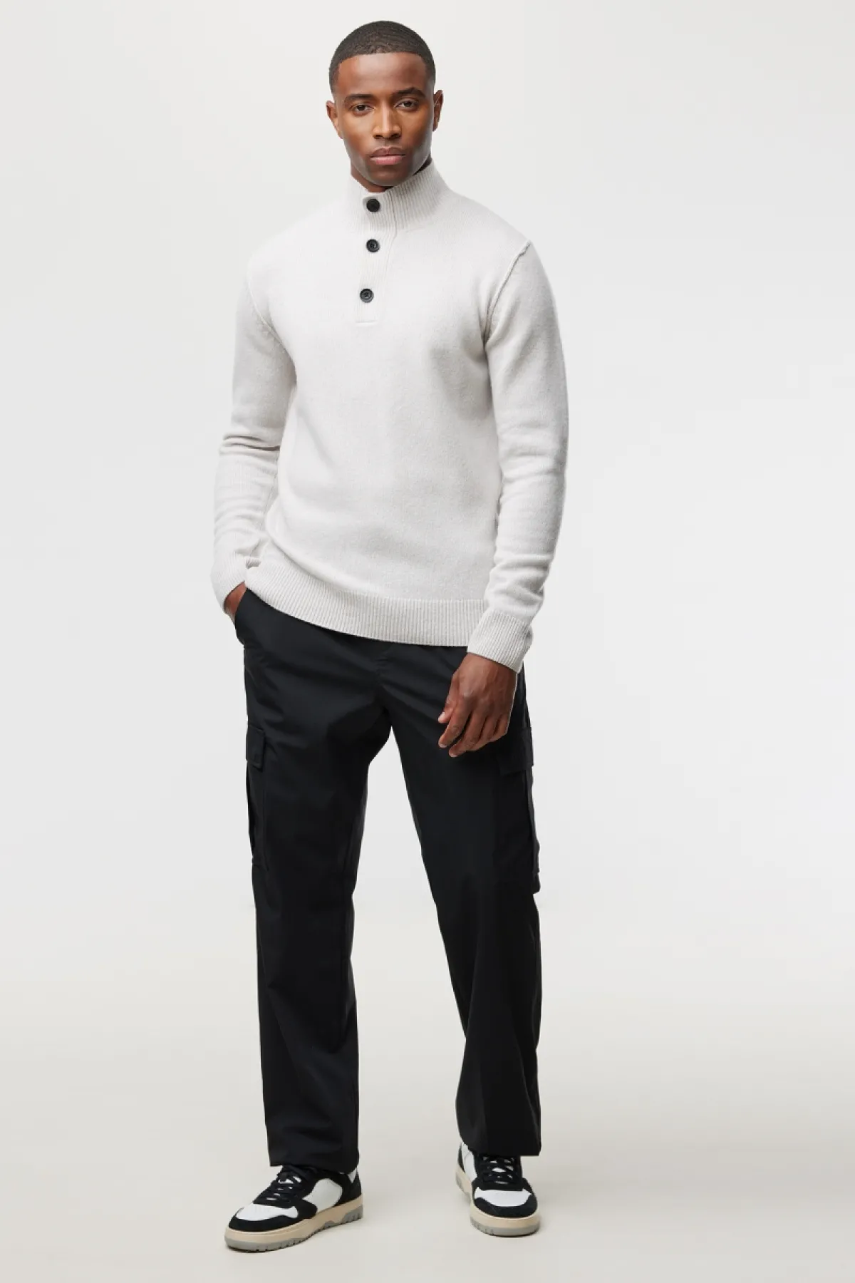 Turtleneck 3 buttons | Gebroken wit