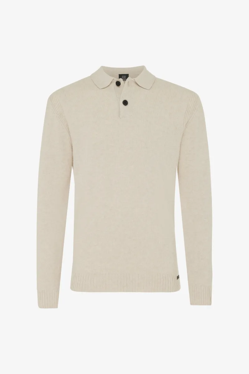 Textured Polo Button | Gebroken wit