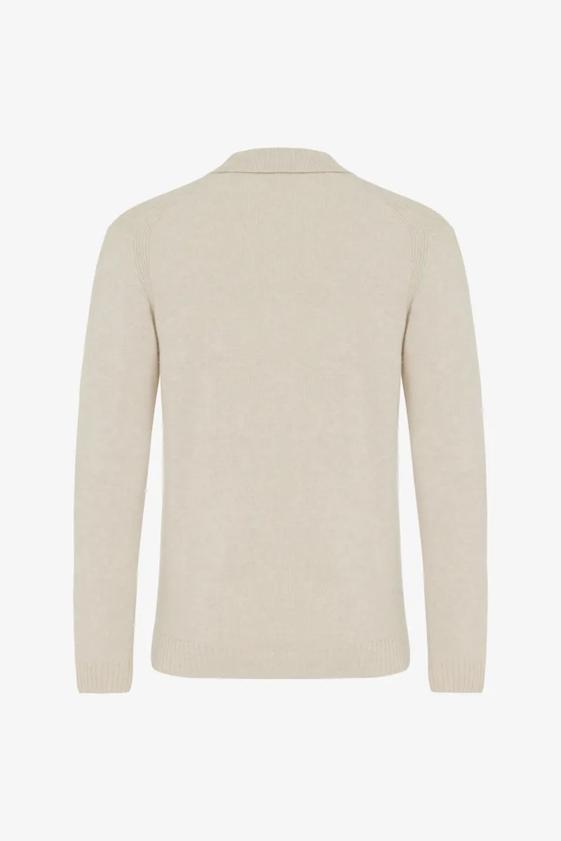 Textured Polo Button | Gebroken wit