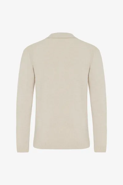 Textured Polo Button | Gebroken wit