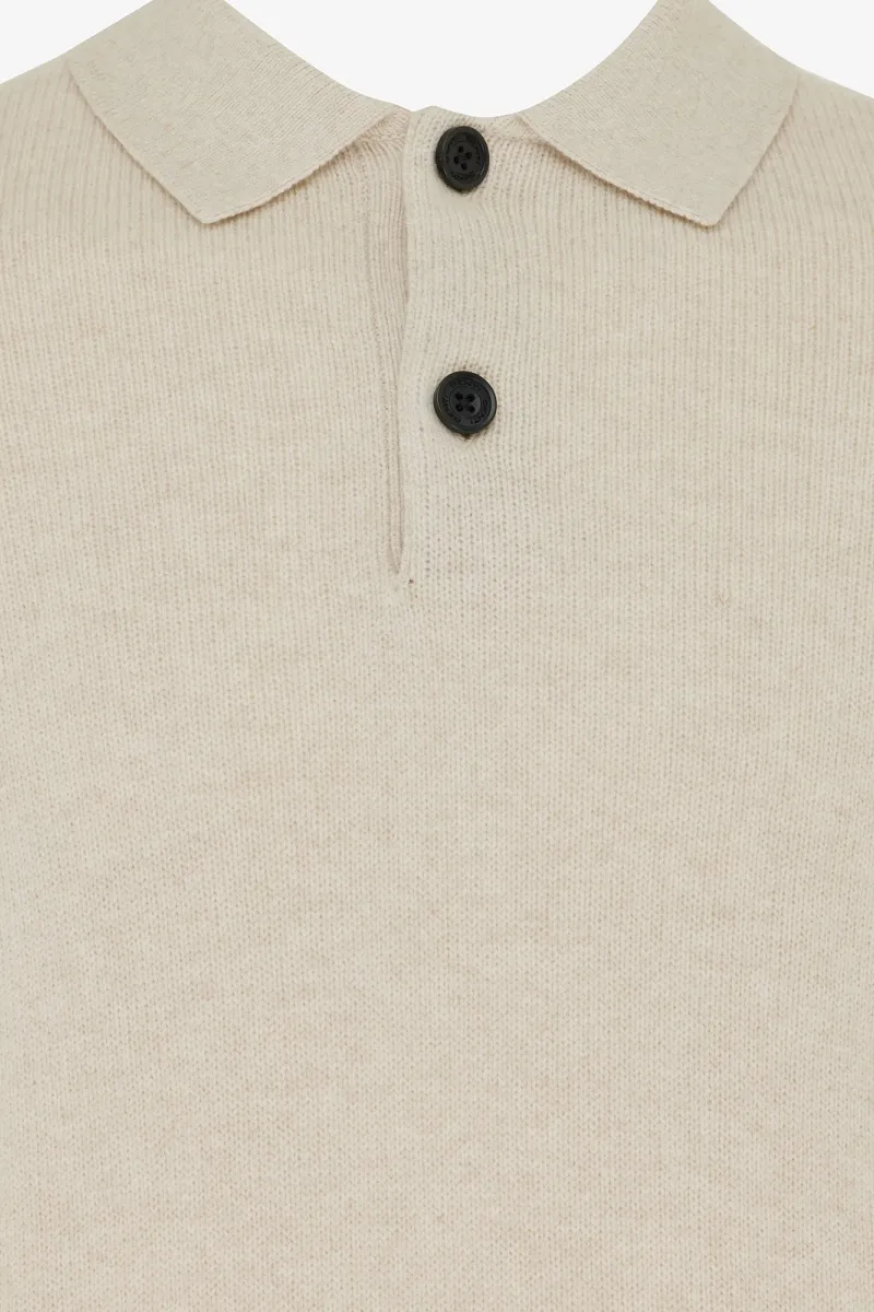 Textured Polo Button | Gebroken wit