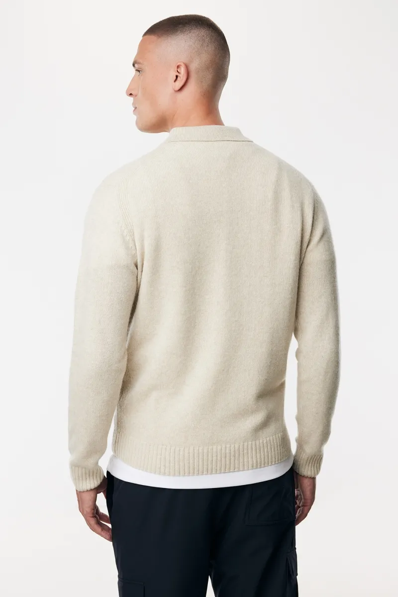 Textured Polo Button | Gebroken wit