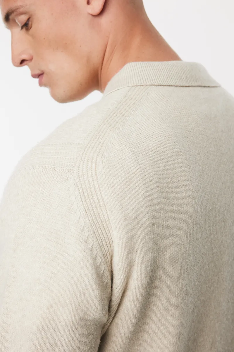 Textured Polo Button | Gebroken wit