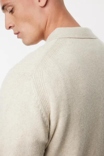 Textured Polo Button | Gebroken wit