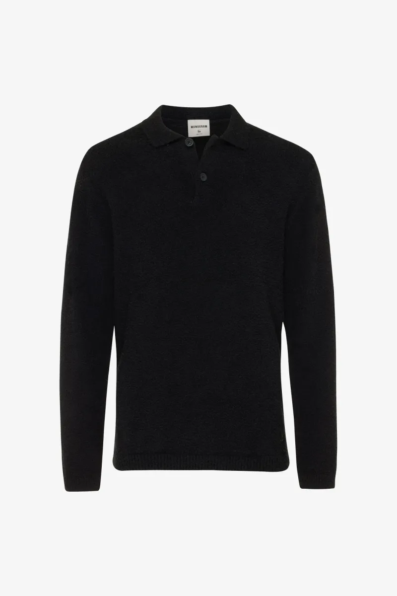 Monogram Longsleeve Polo | Zwart