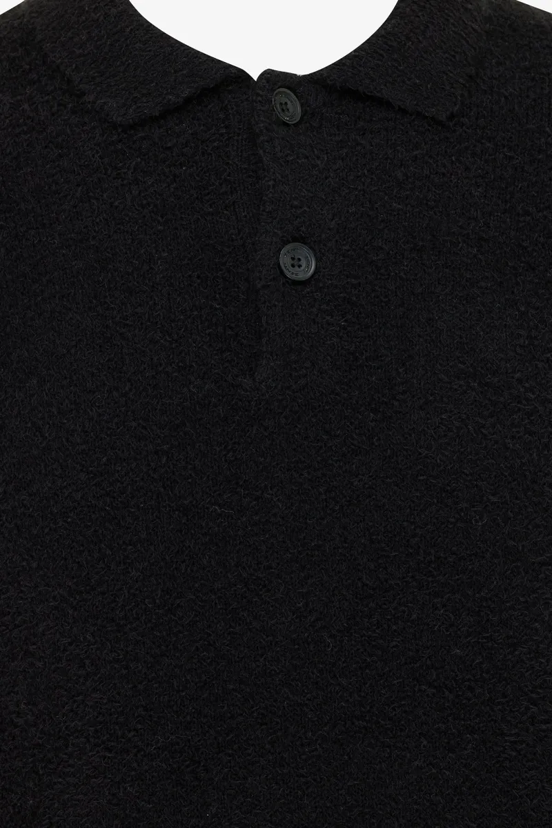 Monogram Longsleeve Polo | Zwart