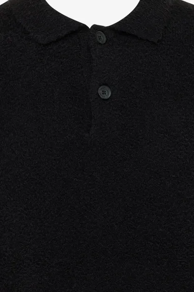 Monogram Longsleeve Polo | Zwart