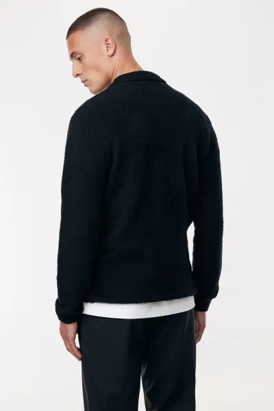 Monogram Longsleeve Polo | Zwart