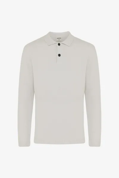 Monogram Longsleeve Polo | Gebroken wit
