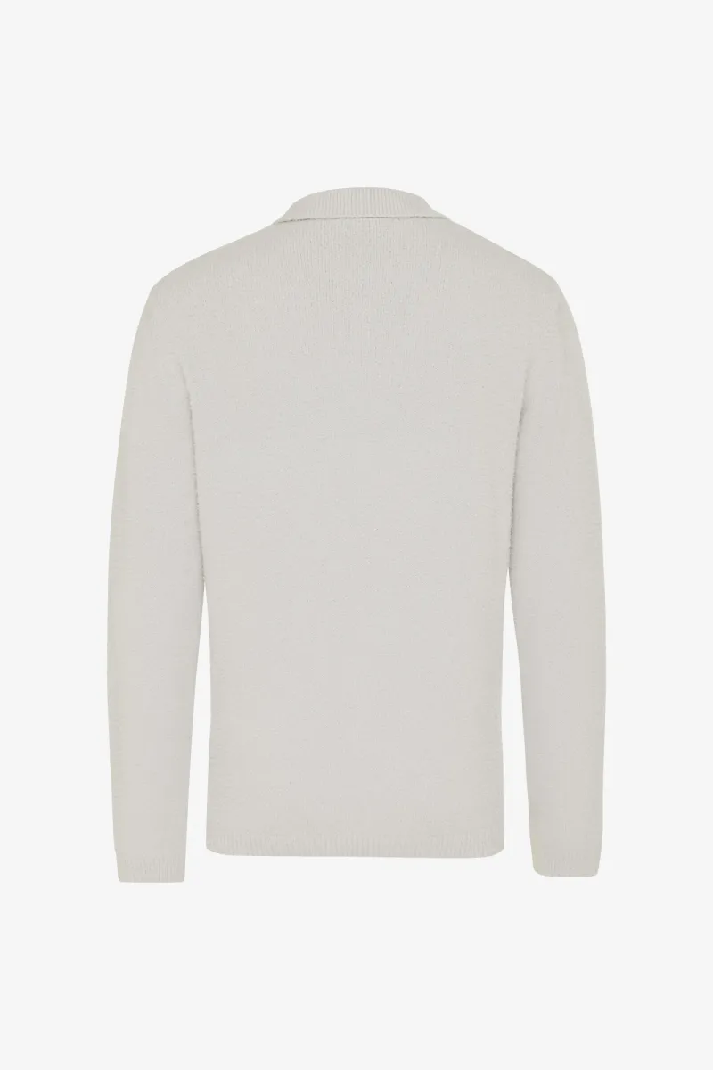 Monogram Longsleeve Polo | Gebroken wit