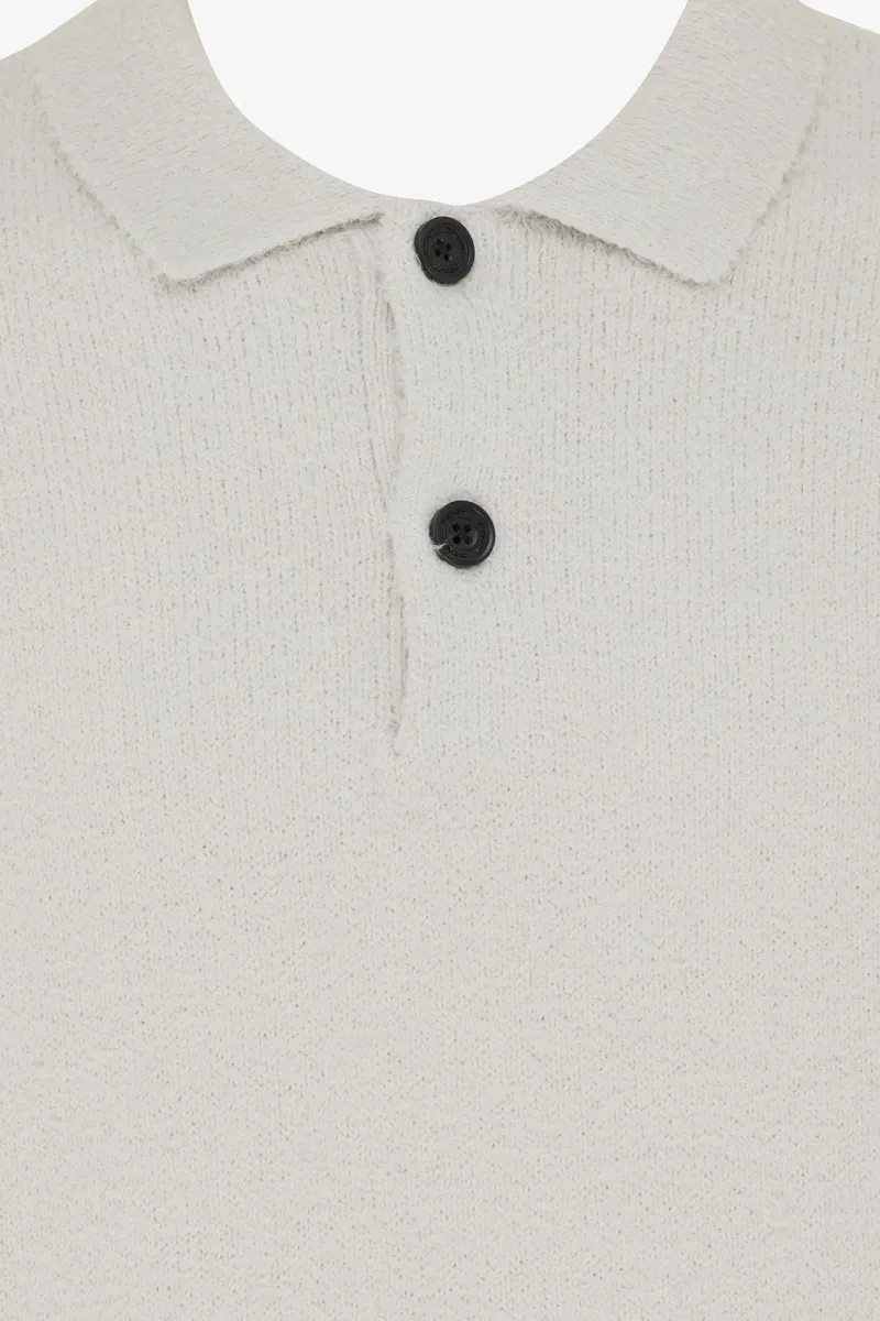 Monogram Longsleeve Polo | Gebroken wit
