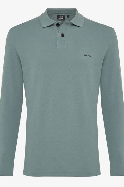 PIQUE POLO LANGE MOUW GROEN