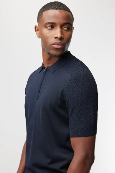 Polo zip | Donkerblauw