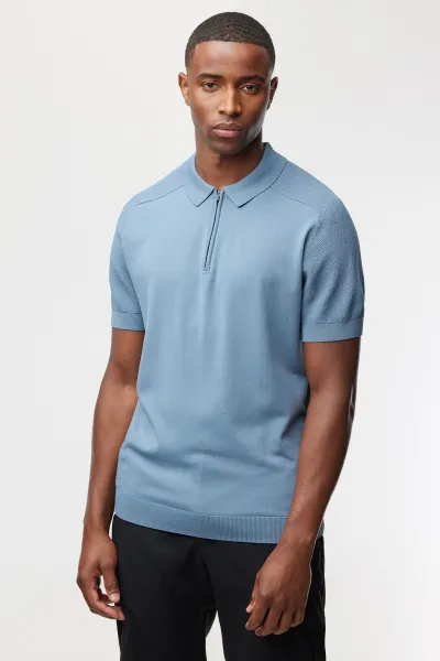 Polo zip | Blauw