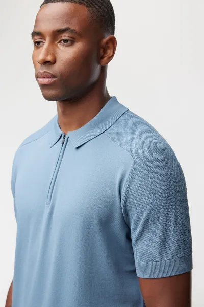 Polo zip | Blauw