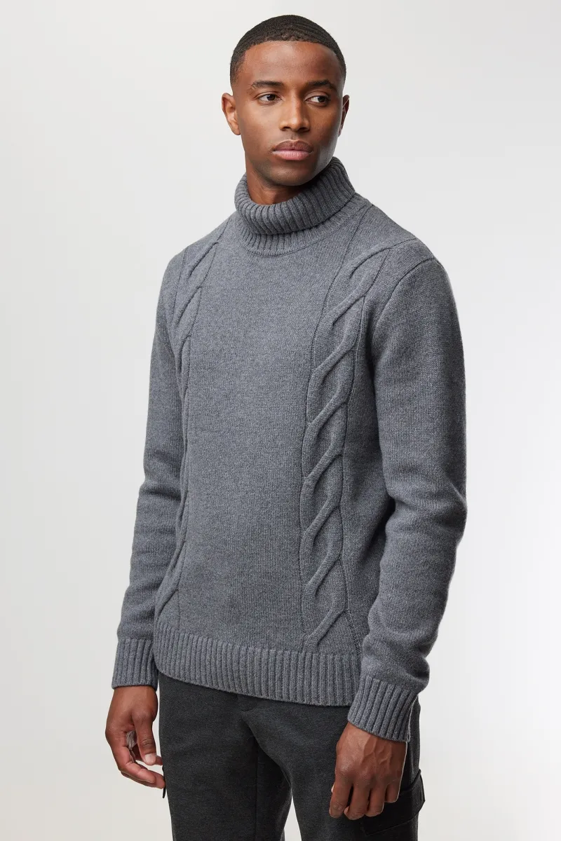 Cable Knit Roll Neck | Grijs