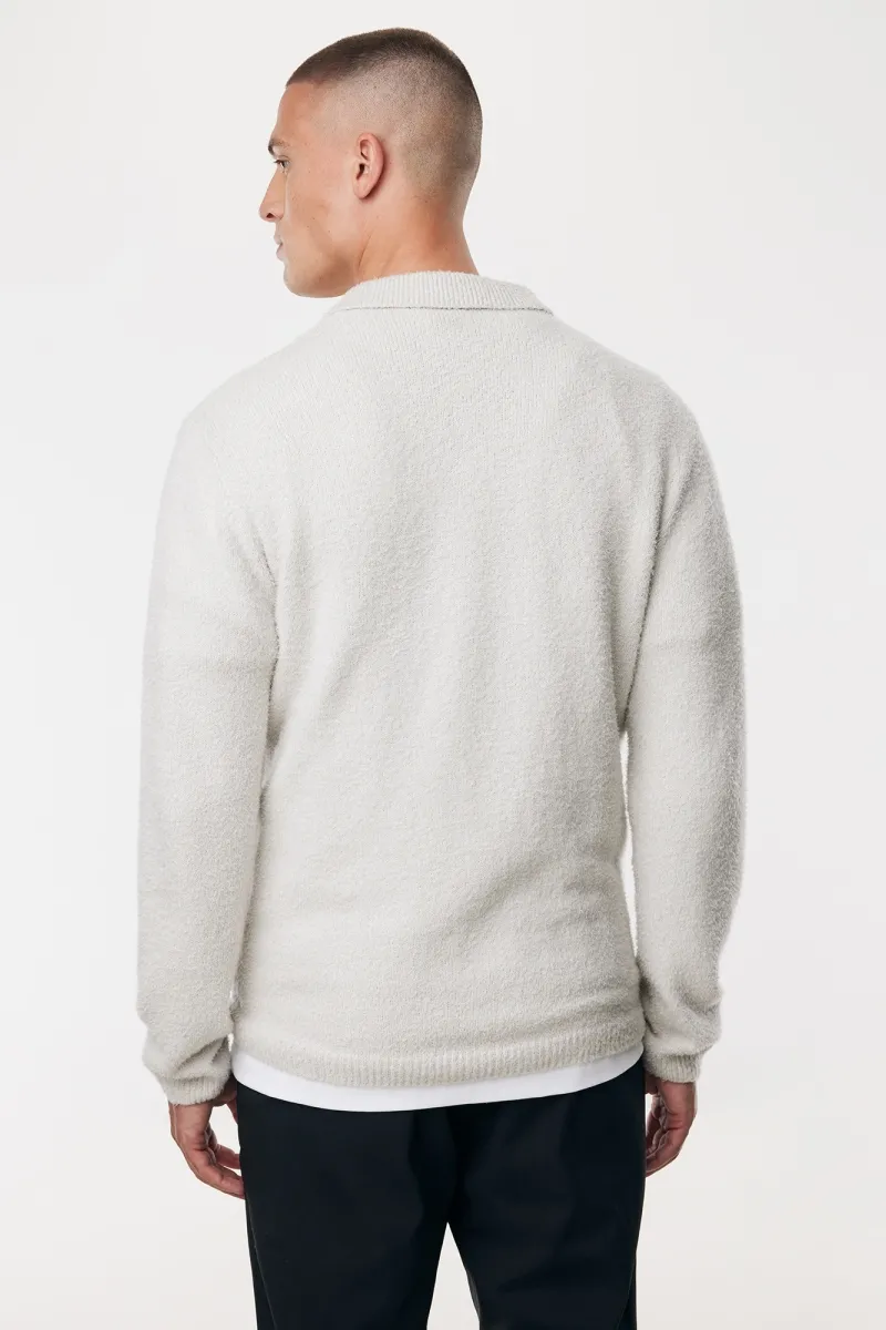 Monogram Longsleeve Polo | Gebroken wit