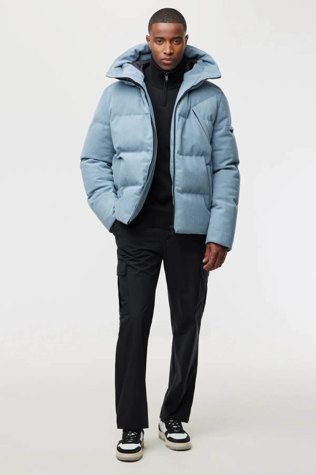 Rib Structuur Winterjas | Blauw