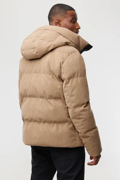 Rib Structuur Winterjas | Bruin