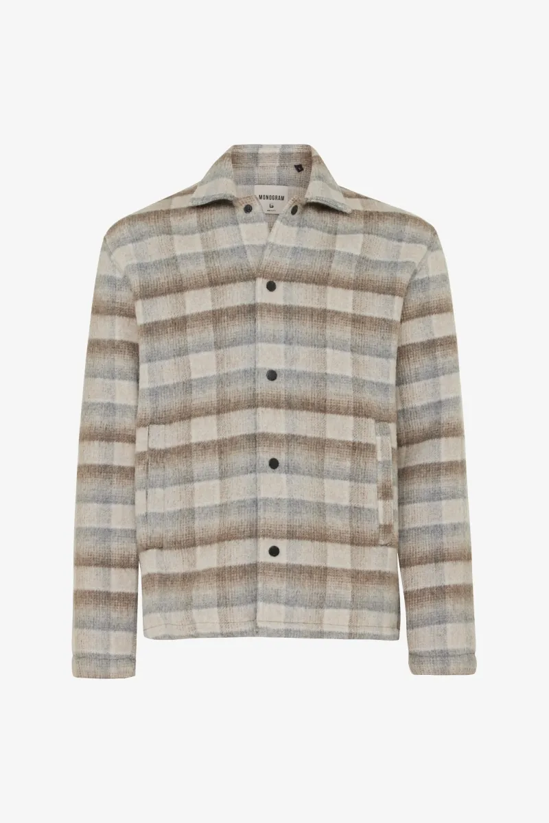 Monogram Wool Mix Overshirt | Bruin