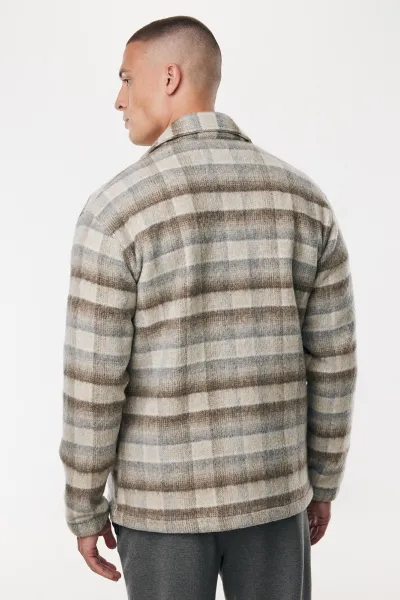 Monogram Wool Mix Overshirt | Bruin