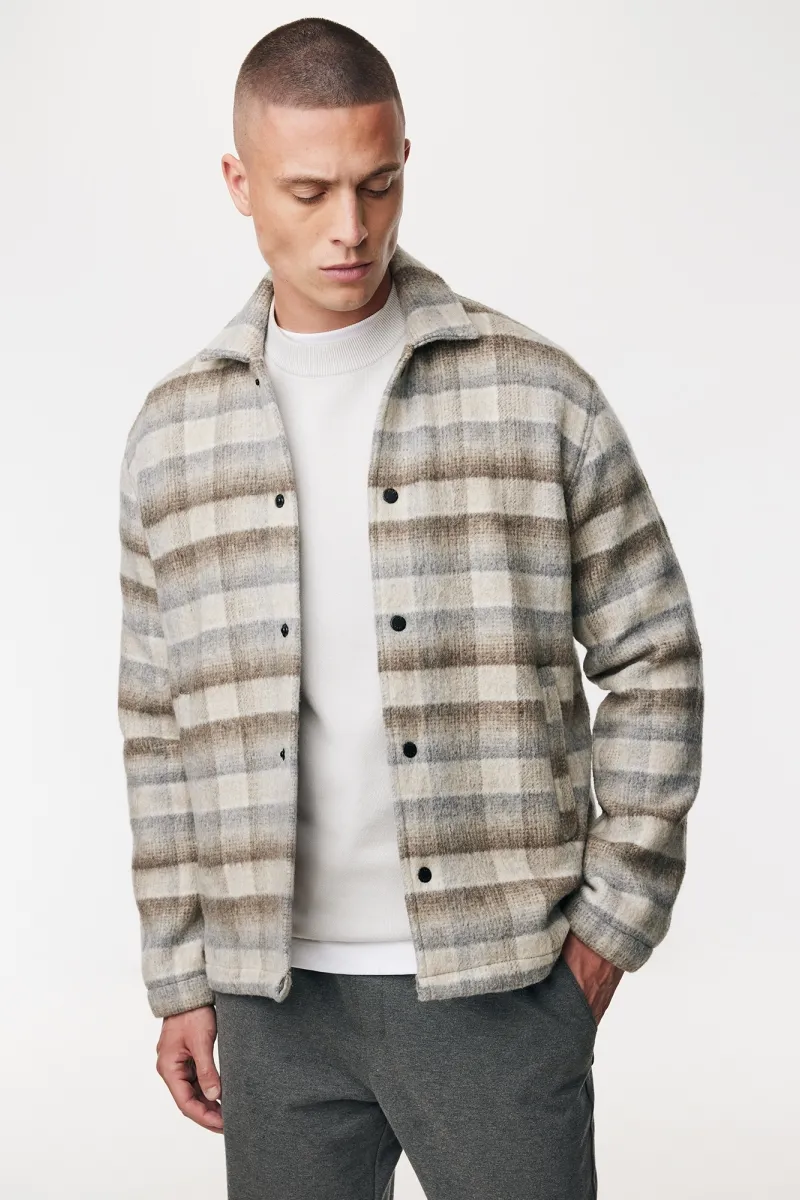 Monogram Wool Mix Overshirt | Bruin