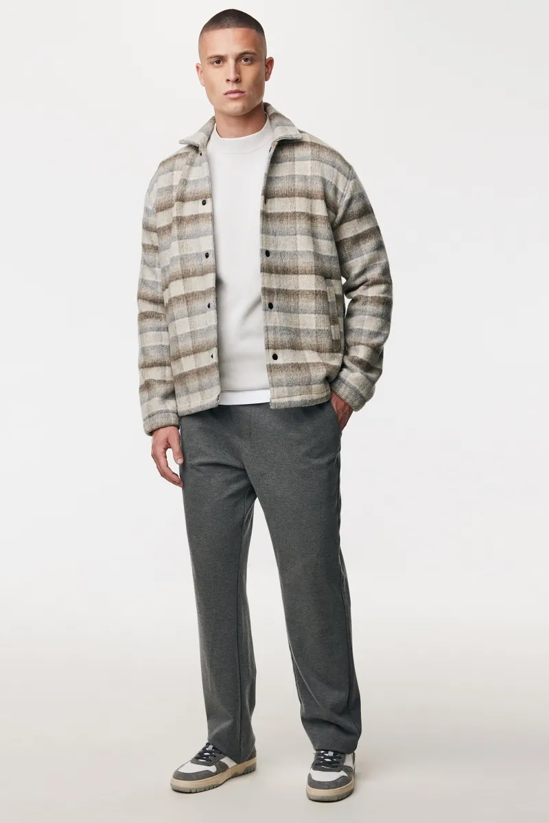 Monogram Wool Mix Overshirt | Bruin