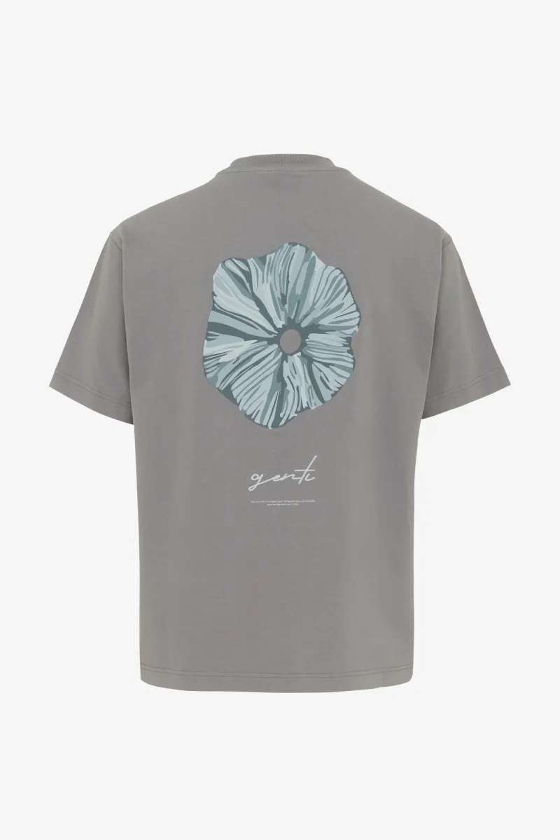 T-shirt flowerprint | Grijs