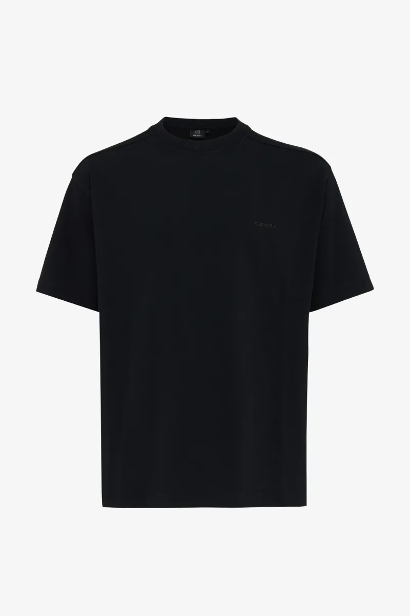 T-shirt flowerprint | Zwart