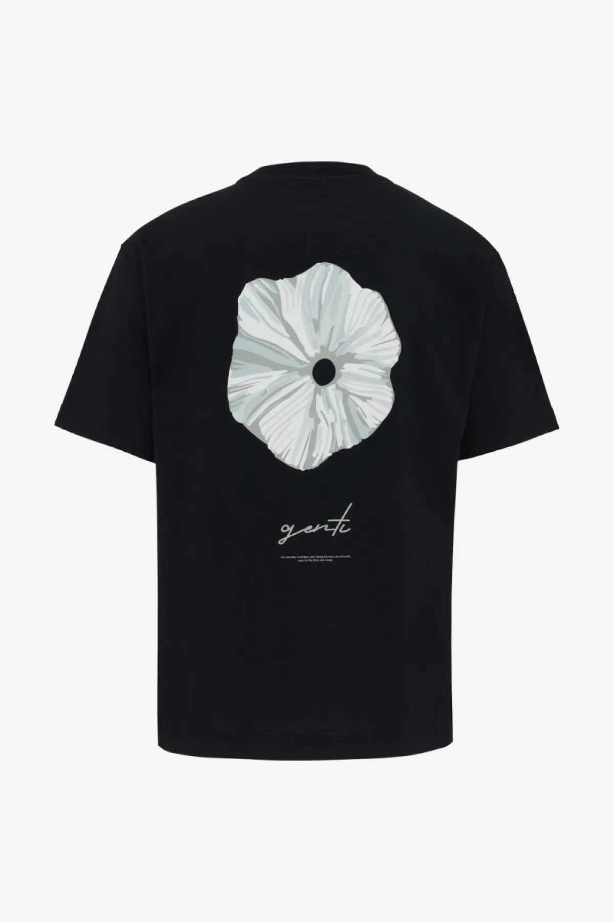 T-shirt flowerprint | Zwart