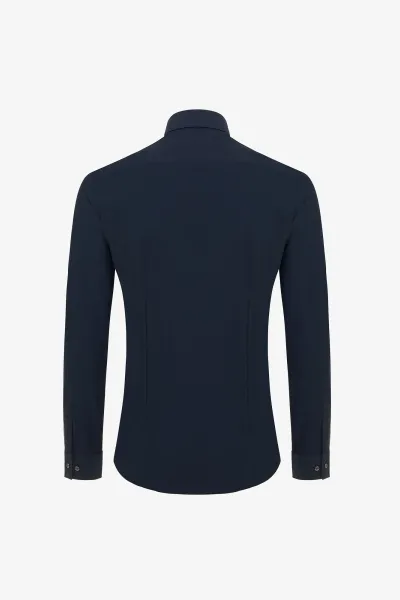 Skin Fit Overhemd | Donkerblauw